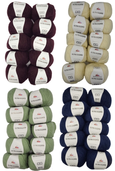 500 g Himalaya Kasmir Strickgarn einfarbig, 10 x 50 Gramm Strickwolle mit 25% Alpaca Wolle, uni
